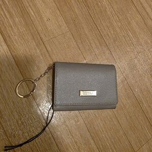 Furla Gray Saffiano Leather Key Wallet with Gold Hardware